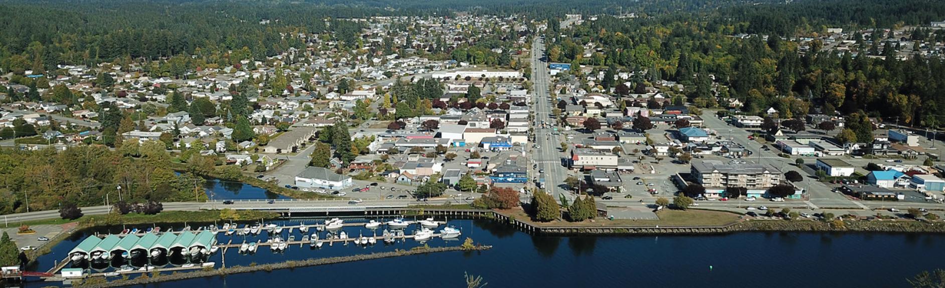 ariel view of port alberni hwy 4 facing east