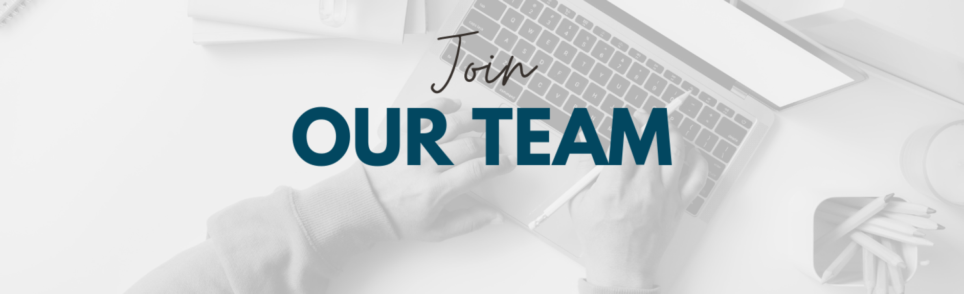join our team graphic with laptop in background